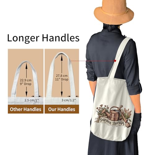 itgowisa Canvas Tote Bag for Women, Tote Bag with Zipper Inner Pocket, Zippered Canvas Bag for Shopping Work Grocery Everyday - style: Plant Lover
