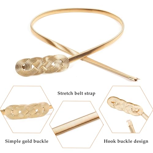 E-Clover Womens Fashion Metal Stretch Waist Skinny Belt Waistband - color: Style-019