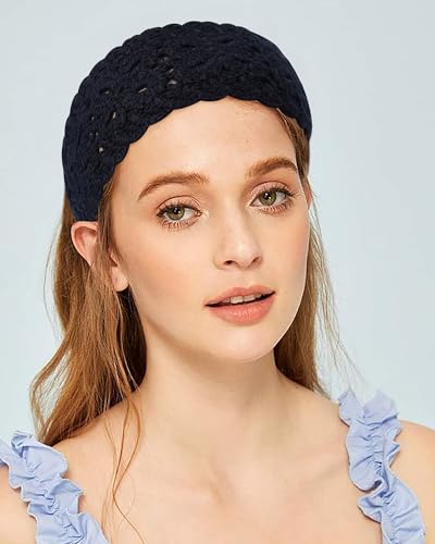 HAIMEIKANG Hippie Hair Bandana Headbands for Women Boho Headband Knit Hair Bands Floral Head Wrap for Women and Girls(Black+Brown+Coffee) - color: Black+Brown+Coffee