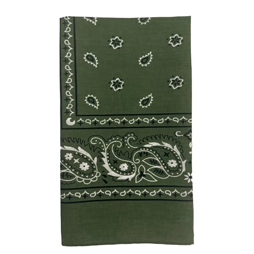 Vamqor 100% Cotton 10 Pack Fine Bandanas - color: Olive Green