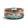Long tiantian Boho Leather Wrap Bracelets Western Bracelets for Women Stackable Starfish Crystal Pearl Turquoise Leather Bracelet With Clasp Jewelry Gifts Boho Dresses - color: A6:BROWN Bracelet