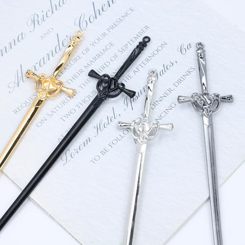 inSowni 8 Pieces Retro Gothic Medieval Metal Sword Hair Sticks with Crystal Pendant Chopsticks Long Hair Pins Bun Updo Holders Hair Accessories for Women Girls