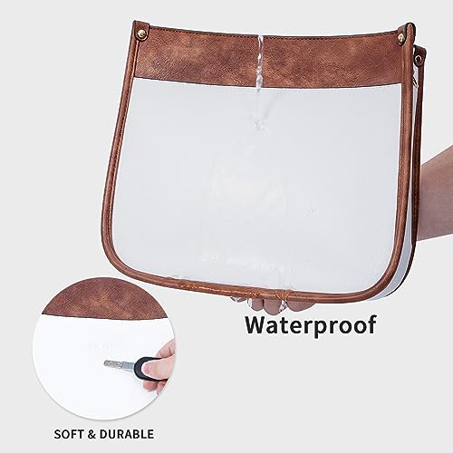 HKCLUF Crossbody Bag Purse for Women 2PCS/Set Leather Hobo Handbag Wallet Set With 2Adjustable Guitar Strap Shoulder Bag | Purse - color: A01-white Brown