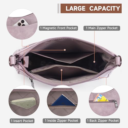 APHISON Trendy Leather Crossbody Purse with Adjustable Strap, Women's Shoulder Handbag - color: 04-purple