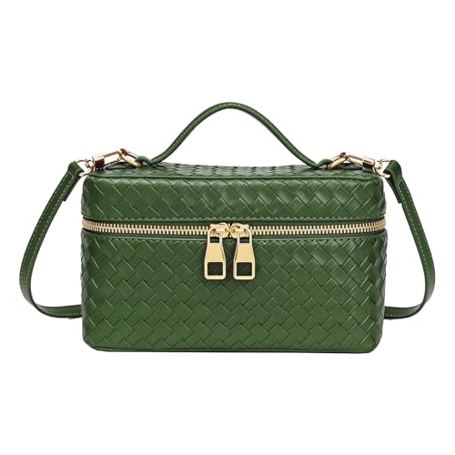 Trendy Shoulder Bags for Women Mini L19 Square Box Satchel Bag Cute PU Leather Crossbody Purse with Adjustable Strap - color: Green