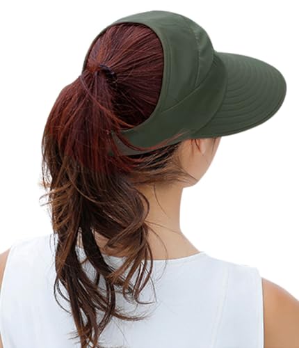 Sun Hats for Women Wide Brim Sun Hat UV Protection Caps Floppy Beach Packable Visor - color: Army Green