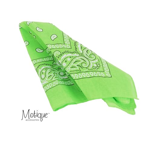 Motique Accessories 22 Inch Cotton Paisley Bandana - color: Green