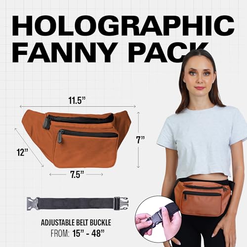 Brown Fanny Pack Belt bag - Crossbody Waist Bag for Men or Women - Hands-Free, Waterproof Large Bumbag for Hiking, Running, and Travel - color: Brown Classic