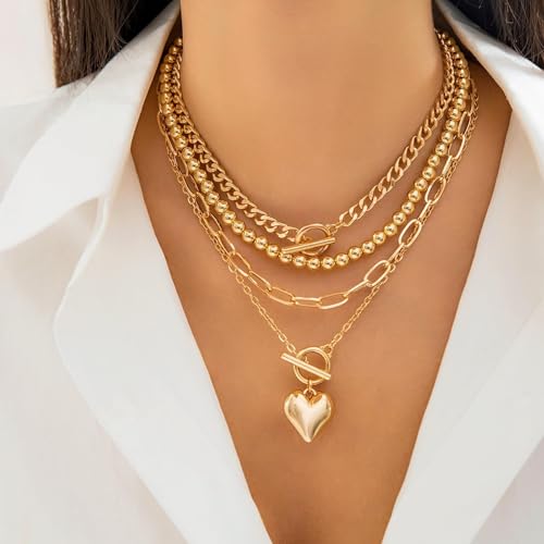 Gold Stack Necklace Chunky Necklaces for Women Trendy Coin Pendant Long Necklaces Western Jewelry for Women Cowgirl Cowboy Chic Country Outfit Boho Accessories Birthday Jewelry Gifts - color: E1:gold boho necklaces