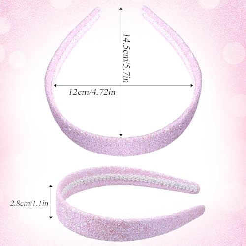 Fishdown Headbands for Girls 3 CM Wide, 5 Pack Cute Sparkly Hair Bands for Kids, Rainbow Sequin Girls Headbands for Kids Children Teens Women - color: Color-5