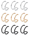 D.Bella Fake Septum Piercing Faux Nose Rings Hoop Stainless Steel Faux Lip Ear Nose Septum Ring Non Piercing Clip On Nose Hoop Rings Body Piercing Jewelry - style: Style I