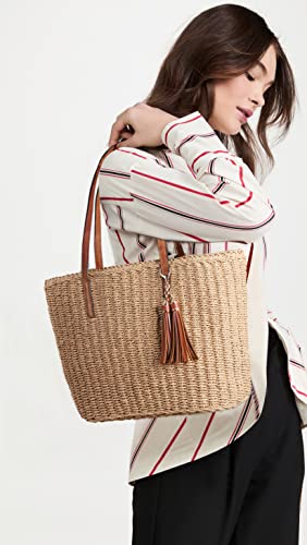 YXILEE Straw Bags For Women | M Size Travel Straw Totes Bag Woven Summer Handmade Shoulder Bag Handbag - color: Khaki