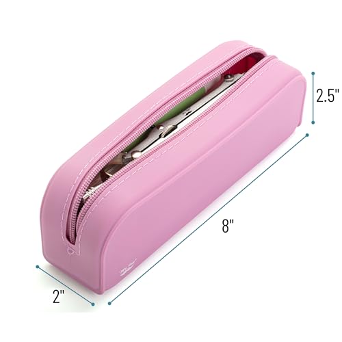 Mr. Pen- Silicone Pencil Case, Aesthetic Pencil Bag for Women, Makeup Pouch | Multifunctional Pouch for Stationery, Cosmetics and Electrical Goods Storage - color: Dusty Pink