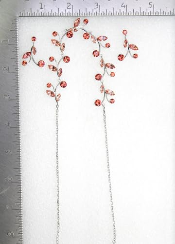 Faship Gorgeous Rhinestone Crystal Floral Necklace Earrings Set - color: Coral