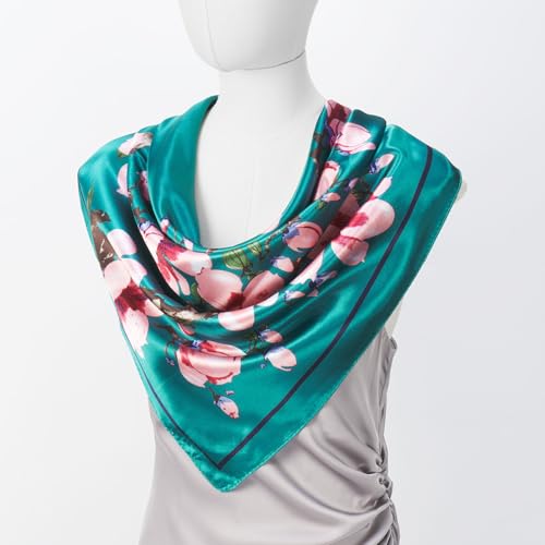 QIUTIMIY 35"x35" Like Silk Head Scarf for Women Satin Feel Large Square Scarf for Hair Wrapping and Sleeping Fashion Bandana - color: (90cm)square Scarf 12