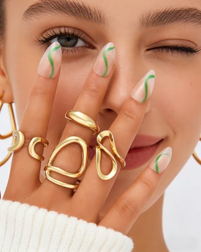 YEEZII 20 Pcs Gold Ring Set for Women, Chunky Statement Flower Finger Midi Rings, Big Boho Stacking Rings Pack Trendy Stuff Jewelry Gift - color: Gold-C-4Pcs