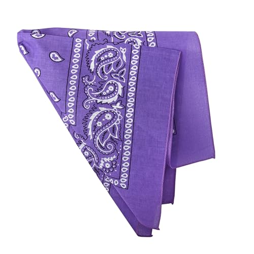 Motique Accessories 22 Inch Cotton Paisley Bandana - color: Light Purple