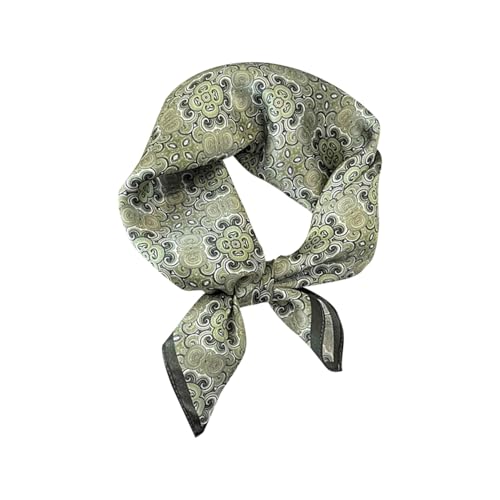 MEISEE 100% Pure Mulberry Silk Scarf 21" Square Scarf Neckerchief Headscarf Breathable Lightweight for Women Gift Packed - color: Light Green Pattern