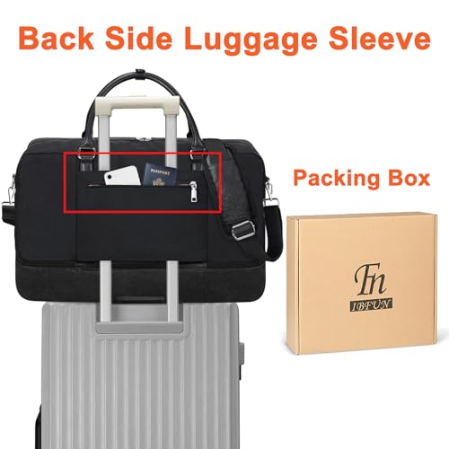 IBFUN Weekender Bags for Women, 21" Weekender Travel Bag, Travel Duffle Bag with Shoe Compartment Carry on Overnight Duffel Bag for Weekend Travel Business Trip - color: D3-Black