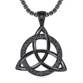 Celtic Necklace for men Sterling Silver Celtic Knot Triquetra Triangle Trinity Necklace Gift for Men - color: A-Black