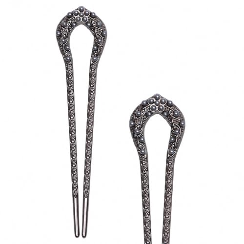 2PCS Vintage French U-Shaped Hair Pins – Retro Metal Hair Forks for Women, Elegant Bun & Updo Hair Accessories
