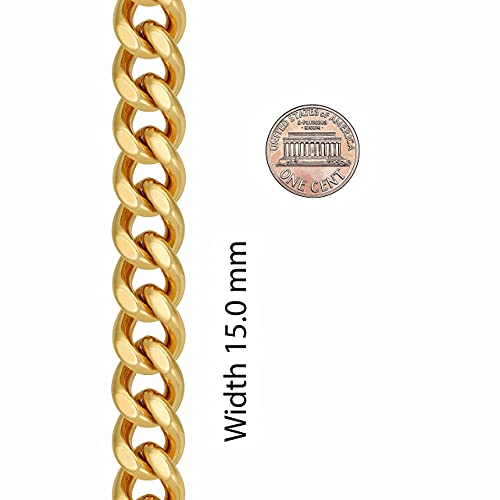 LIFETIME JEWELRY 15mm Miami Curb Cuban Link Chain Bracelet 24k Real Gold Plated