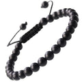 MASSIVE BEADS Natural Healing Power Gemstone Crystal Beads Unisex Adjustable Macrame Bracelets - color: Matte Onyx, size: 6mm