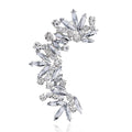 Rhinestone Silver Full Ear Cuff Earrings for Women Ear Clip Wrap Statement Climber Crawler Earrings for Women Hypoallergenic Silver Wedding Jewelry Gifts - color: Right Silver