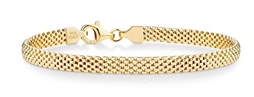 Miabella 18K Gold Plated 925 Sterling Silver Italian 5mm Mesh Link Chain Bracelet for Women, Made in Italy - style: Length 8 Inches