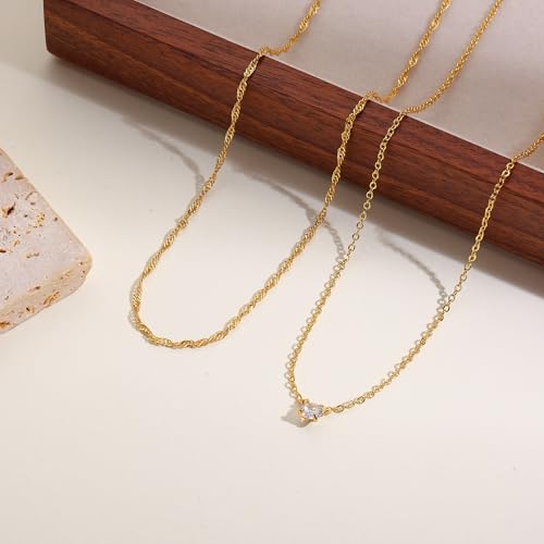 Gold Necklace Stack for Women, Layered Gold Necklaces Set,18K Gold Plated Simple Dainty Gold Chain Choker Necklaces Trendy Jewelry Gifts for Women - color: S01