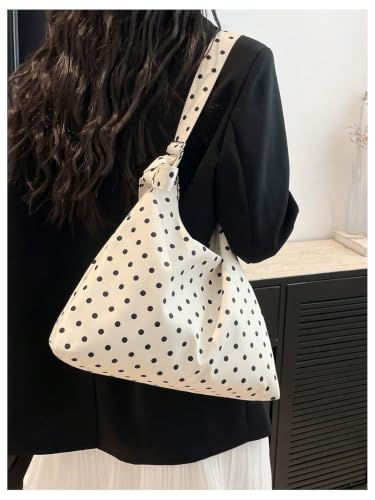MakeMeChic Women's Leopard Tote Bag Cheetah Oversize Shoulder Bag Weekender Bag - color: Polka Dots White a