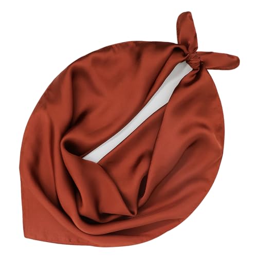 vimate Head Scarf for Women Hair 27'' Square Satin Silk Feeling Bnadana Neck Scarf Handbag Accessories Etc - color: C70#. Brown