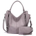 Tote Bag for Women PU Leather Shoulder Bags Fashion Hobo Bags Large Purse and Handbags with Adjustable Shoulder Strap - color: Light Purple
