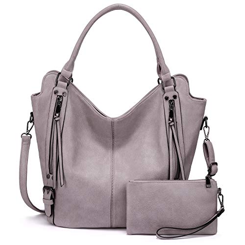 Tote Bag for Women PU Leather Shoulder Bags Fashion Hobo Bags Large Purse and Handbags with Adjustable Shoulder Strap - color: Light Purple