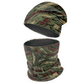 WK IEASON Winter Thermal Fleece Hat Scarf Set for Men Women Warm Windproof Cap Neck Warmer Fleece Beanie Scarf Set for Skiing - color: Army Green