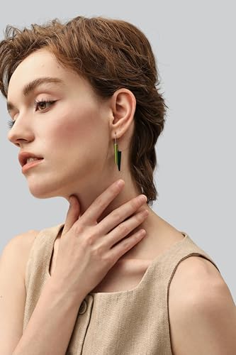Trendy Dangle Earrings Set for Women, Colorful Aluminum Drop Earrings, 6 Pcs DIY Interchangeable Conical Beads, Lightweight Titanium Ear Hooks, Hypoallergenic and Not Easy To Fade - color: Light green Dark green Light blue