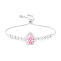 Linawe Crystal Imitation Diamond Rhinestone Charm Bracelets for Women, Gold/Silver/Rose Gold Adjustable Chain Bracelet, Teardrop Birthstone Cubic Zirconia Prom Costume Wedding Jewelry - color: Silver,June,Oct