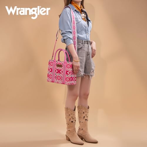 Wrangler Aztec Tote Bag for Women Boho Shoulder Purses and Handbags - color: Aztec Peach Pink (Guitar Strap)