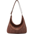 Hobo Bags for Women Foldable Vegan Leather Shoulder Handbag Slouchy Tote Crossbody Purses - color: Brown