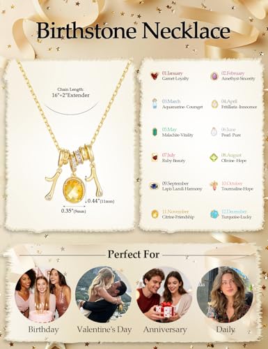 Freekiss Gold Pendant Necklace for Women, Dainty Diamond Necklaces for Women Simple 14K Gold Plated Paperclip Choker Necklaces Cute Minimalist Open Oval Necklaces Gold Jewelry for Women Gifts - color: Gold, style: Number 11 - Citrine Yellow Oval