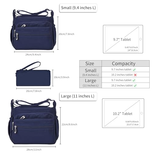 NOTAG Crossbody Bag for Women Waterproof Shoulder Bag Messenger Bag Casual Nylon Purse Handbag - color: Navy Blue-rfid-l