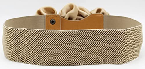 ALAIX Women's Wide Belt Stretchy Chunky Waist Belt Dress Belts Big Flower Cinch Belts Elastic Belts for Women - color: Apricot, size: Fits Waist (25~29 inches)