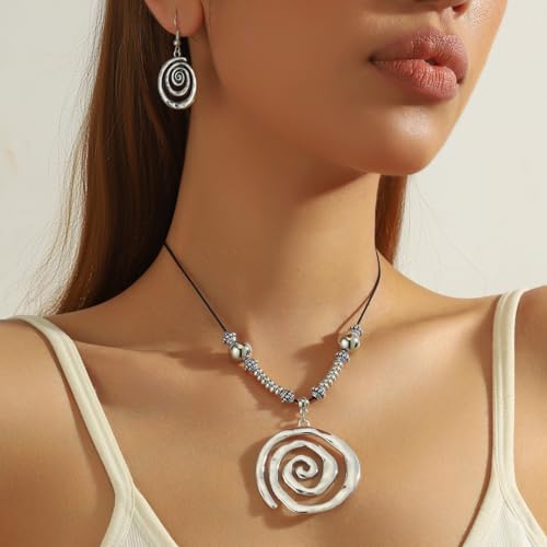 Bohemian Vintage Pendant Necklace Aesthetic Boho Chunky Adjustable Stacked Necklace for Woman Ethnic Tribal Jewelry - style: Bohemian 3