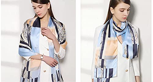 ANDANTINO 100% Silk Long Scarf-Women Large Oblong Shawls with Gift Packed - color: Light Blue