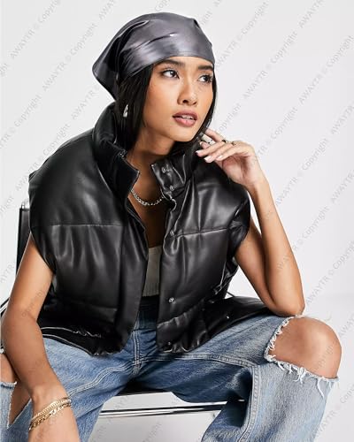 AWAYTR Y2K Hair Bandanas for Women Hair - 2Pcs Punk Head Wraps for Girls Hair Scarf Grunge Disco Head Cover - color: Laser (Black/Dark Grey)