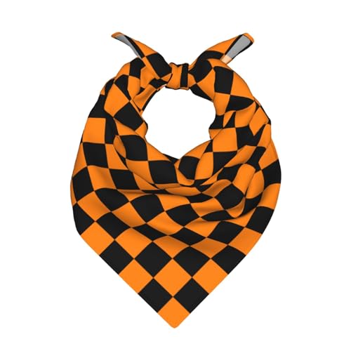 Head Scarf Hair Neck Scarves for Women Fashion Silk Satin Purse Bag Scarfs Handbags Bandana Neckerchief - color: Black Orange Checkered
