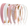 7 Pcs Headbands for Women Non Slip Headband Pink Knotted Headband for Women Pearl Headbands Different Fashion Headbands Hair Accessories - color: Pink