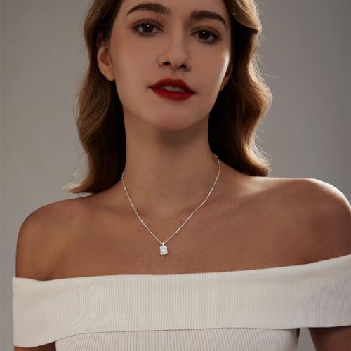 Luxval Diamond Pendant Gold Necklace for Women，Dainty 18k Gold Plated Choker Necklaces Simple Gold Jewelry Gifts for Women Girls - color: Silver-CZ Pendant