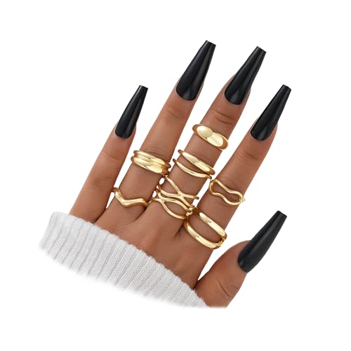 FAXHION 25 PCS Gold Stackable Rings Set for Women, Simple Twist Knuckle Finger Ring Trendy, Dainty Stacking Statement Thumb Rings Pack Jewelry Gift - color: Gold-Irregular