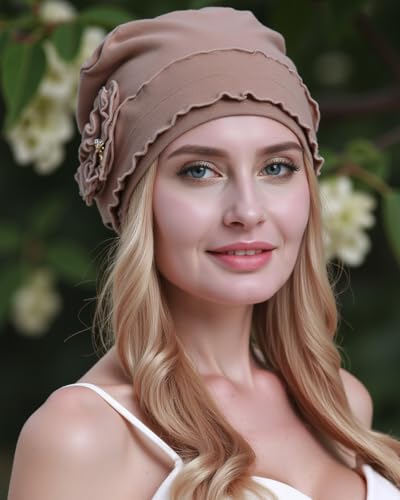 osvyo Chemo Headwear Turban Cap for Women - Cancer Beanie Hair Loss Sealed Packaging - color: Cotton Deep Apricot